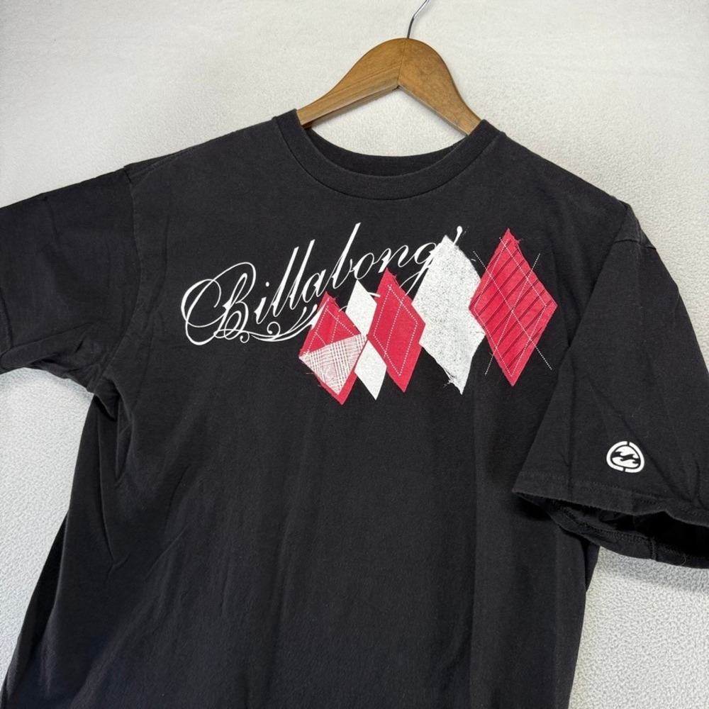 Vintage Billabong Shirt men's large Black Red Graphic Diamond Skater Surf y2k
